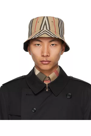 Burberry Reversible Beige Cotton Icon Stripe Bucket Hat