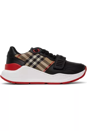 Burberry Donna Sneakers - Black Leather Vintage Check Sneakers