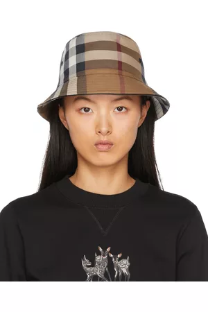 Burberry Donna Cappelli - Tan Canvas Check Bucket Hat