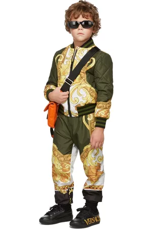 VERSACE Kids Khaki Medusa Renaissance Print Bomber Jacket