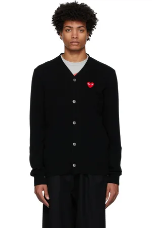 Comme des Garçons PLAY Black Wool Heart Patch Cardigan