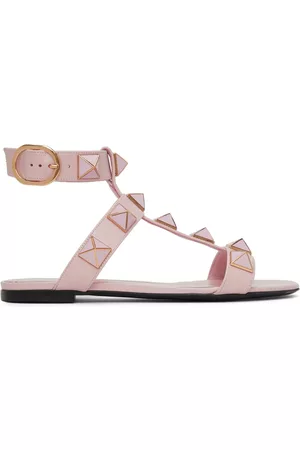 VALENTINO GARAVANI Donna Sandali - Pink Roman Stud Flat Sandals