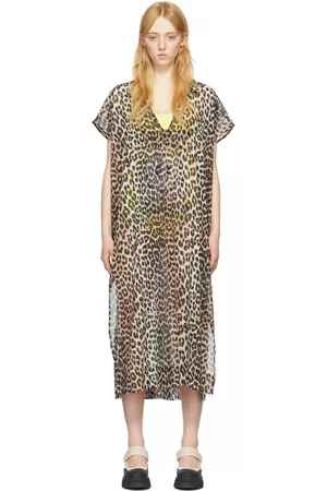 Ganni Donna Vestiti prendisole midi - Brown Organic Cotton Beach Midi Dress