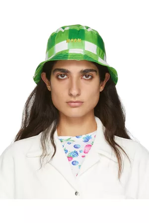 Msgm Donna Cappello Bucket - Green Plaid Bucket Hat