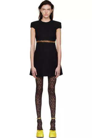 VERSACE Donna Vestiti estivi - Black Cotton Mini Dress