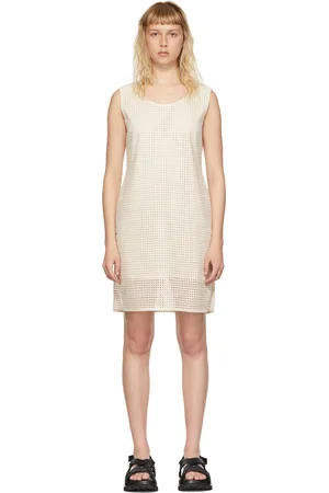 AMOMENTO Off-White Cotton Mini Dress