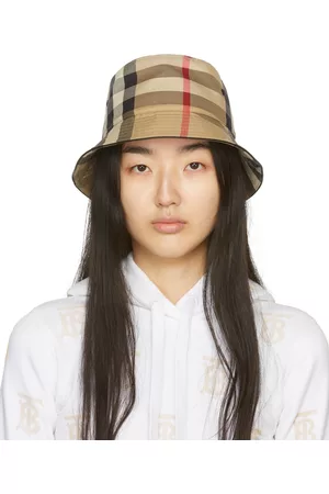 Burberry Beige Canvas Giant Check Bucket Hat