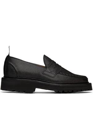 Thom Browne Black Commando Sole Penny Loafers