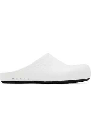 Marni Donna Sandali Sabot - White Leather Sabot Loafers