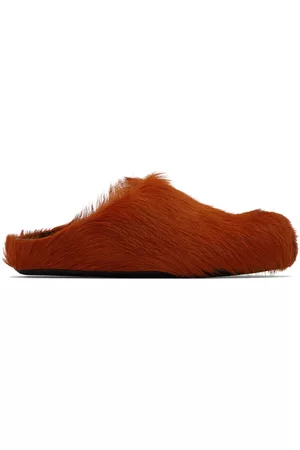 Marni Donna Sandali Sabot - Red Calf-Hair Fussbett Sabot Loafers