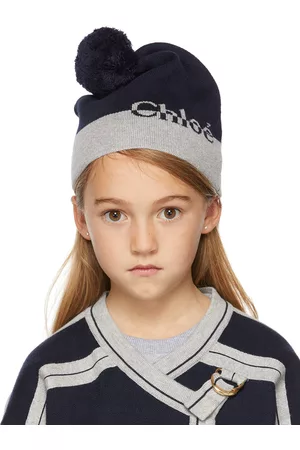 Chloé Berretti - Kids Navy & Grey Logo Beanie