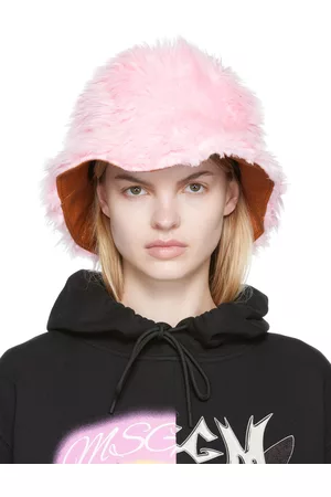 Msgm Donna Cappello Bucket - Pink Faux-Fur Bucket Hat