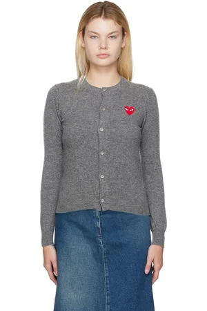 Comme des Garçons PLAY Gray Heart Patch Cardigan
