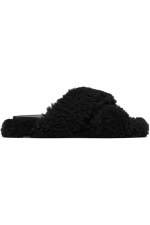 Marni Donna Black Shearling Fussbett Slides