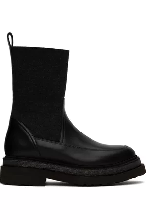 Brunello Cucinelli Donna Stivali - Black Leather Chelsea Boots