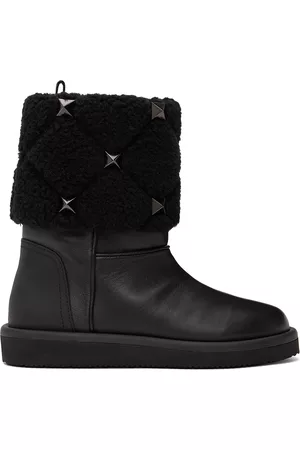 VALENTINO GARAVANI Donna Stivali - Black Roman Stud Quilted Winter Boots