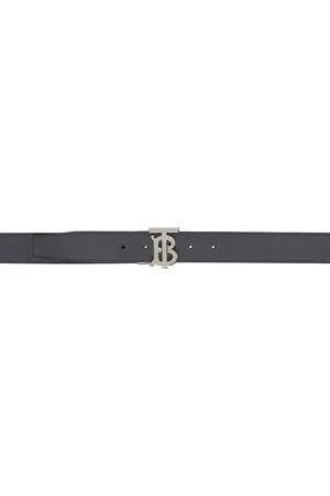 Burberry Uomo Cinture - Reversible Gray Monogram Motif Embossed Belt