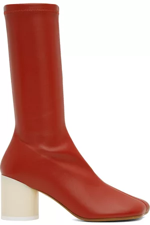 Maison Margiela Donna Stivali - Red Faux-Leather Boots