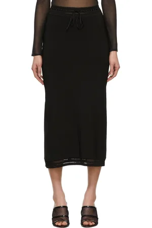 Alaïa Black Lace Midi Skirt