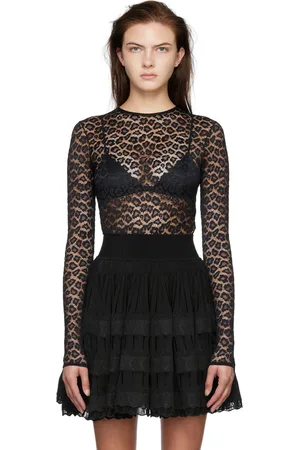 Alaïa Black Leopard Bodysuit