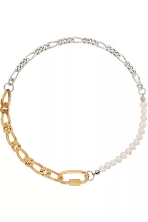 In Gold We Trust Silver & Figaro Pearl Necklace