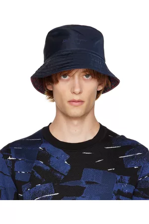 Salvatore Ferragamo Uomo Cappello Bucket - Navy Reversible Bucket Hat