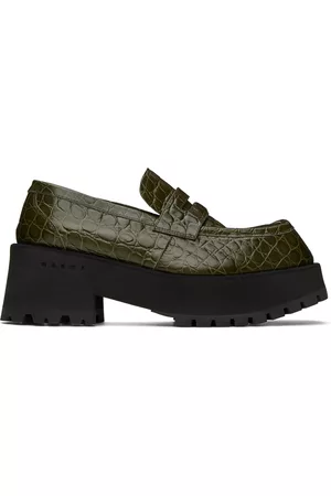 Marni Donna Scarpe stringate e mocassini - Green Croc Loafers