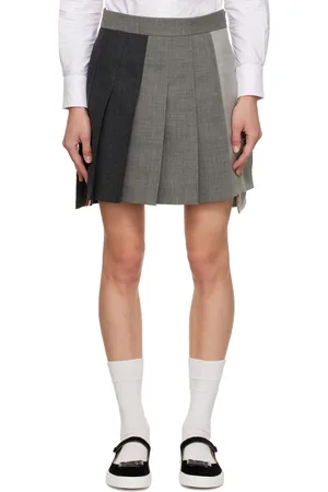 Thom Browne Grey Pleated Miniskirt