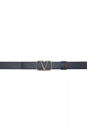 VALENTINO GARAVANI Reversible Navy Vlogo Signature Belt
