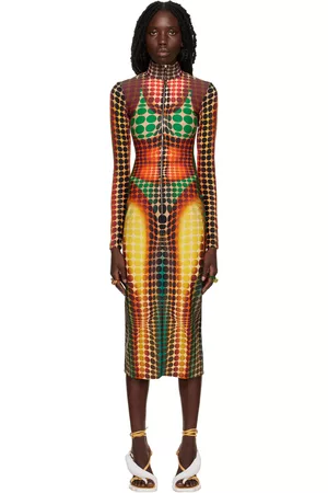 Jean Paul Gaultier Brown Dots Midi Dress