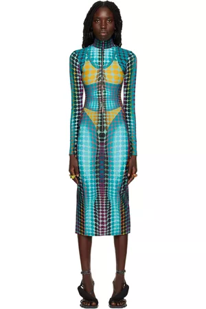 Jean Paul Gaultier Blue Dots Midi Dress