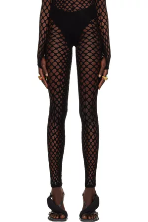 Jean Paul Gaultier Donna Leggings & Treggings - Black Perforated Leggings