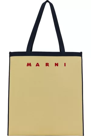Marni Donna Shopper e tote bag - Off-White & Navy Flat Shopping Tote Bag