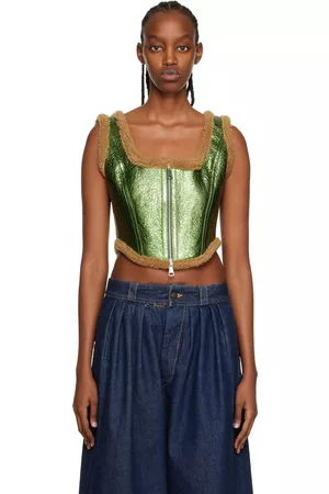 Jean Paul Gaultier Green 'The Laminated' Leather Tank Top