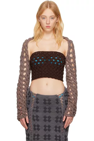 Isa Boulder Donna Guanti - SSENSE Exclusive Brown Fatcable Gloves