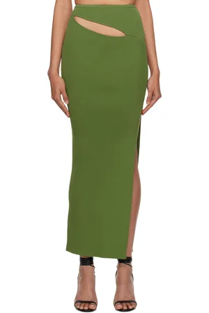 CHRISTOPHER ESBER Green Hip Slashed Maxi Skirt