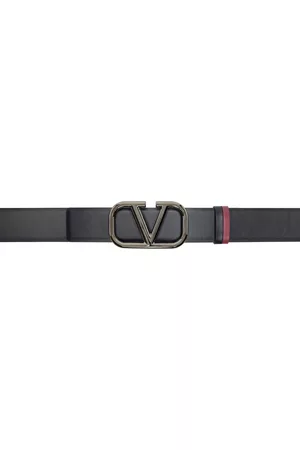 VALENTINO GARAVANI Reversible Black & Burgundy VLogo Belt