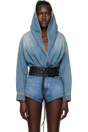 Alaïa Blue Hooded Denim Bodysuit