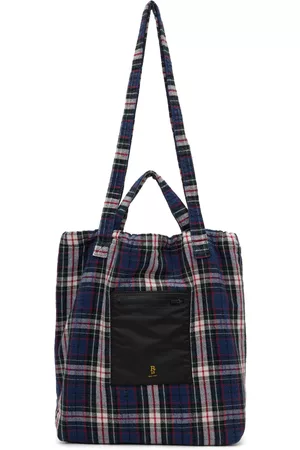 R13 Uomo Portafogli e portamonete - Navy Medium Plaid Tote Bag