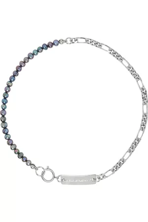 IN GOLD WE TRUST PARIS SSENSE Exclusive & Purple Figaro Chain Pearl Necklace