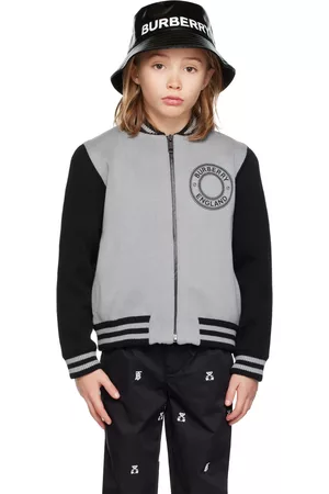 Burberry Kids Gray Embroidered Bomber Jacket