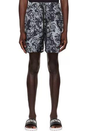VERSACE Uomo Pantaloncini da bagno - Black & Gray Printed Swim Shorts