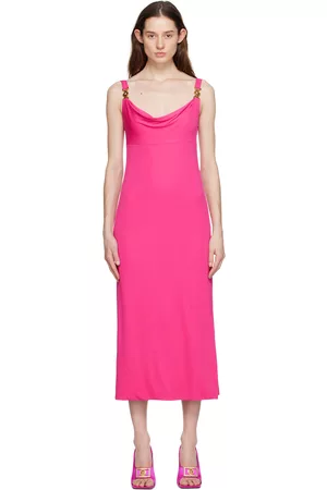 VERSACE Pink Cowl Neck Maxi Dress