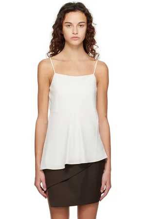 THEORY Off-White Draped Camisole