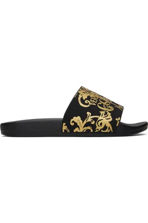 VERSACE Black Logo Couture Slides