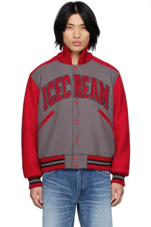 ICECREAM Gray & College Varsity Jacket