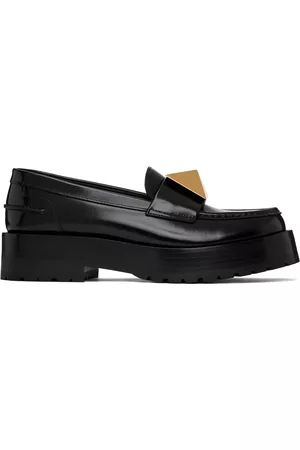 VALENTINO GARAVANI Black One Stud Loafers