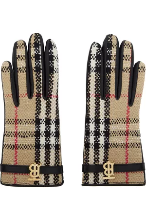 Burberry Donna Guanti - Black & Beige Vintage Check Gloves