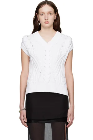 Helmut Lang White Cable Sweater Vest