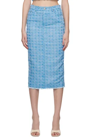 Staud Blue Guinevere Midi Skirt